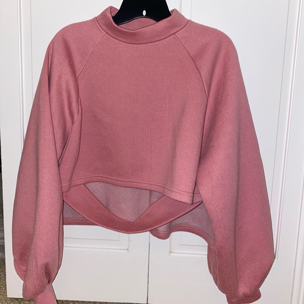 Stylenanda Balloon Sleeved Pink Cropped Sweater